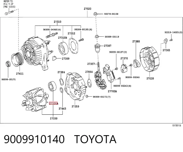 Подшипники генератора 9009910140 Toyota
