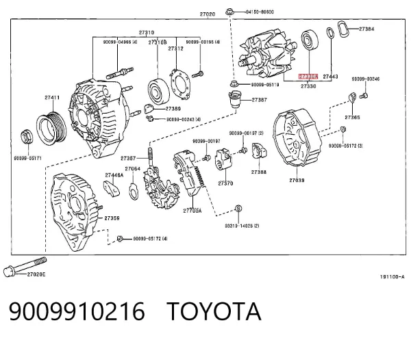 Подшипники генератора 9009910216 Toyota