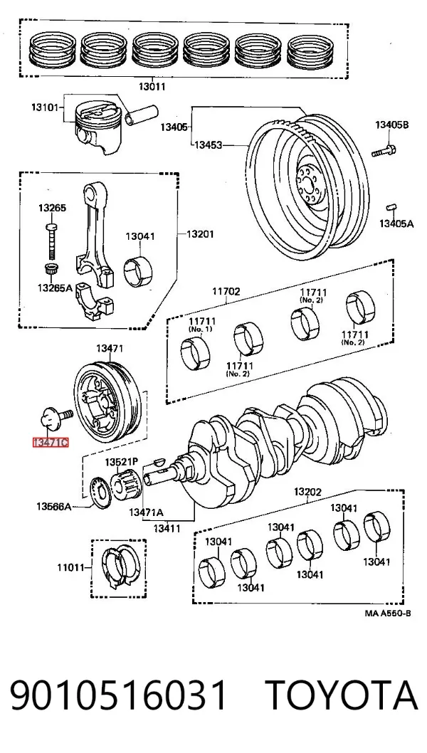 Болт шкива коленвала 9010516031 Toyota