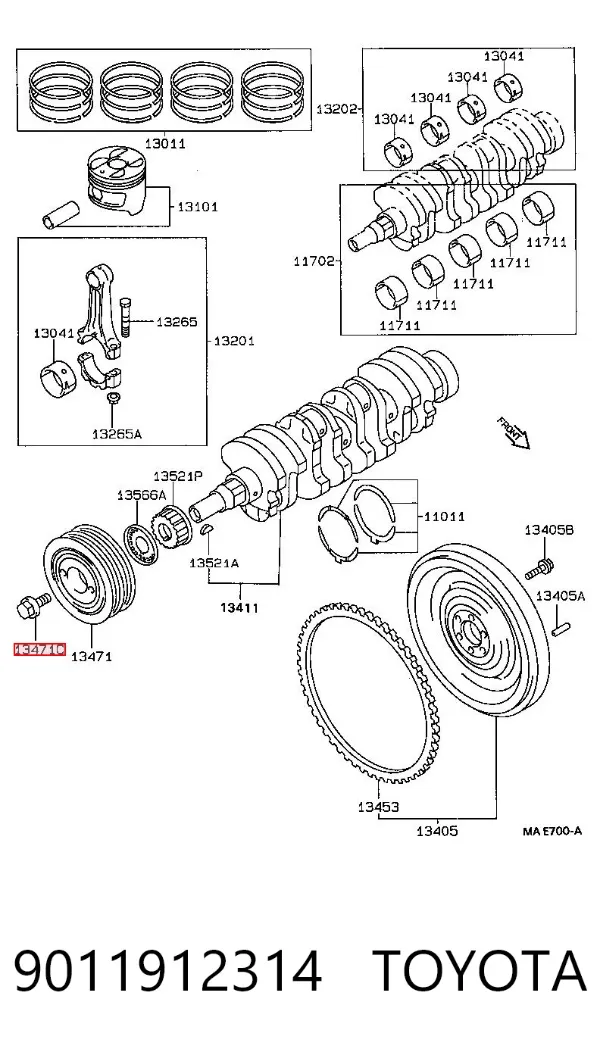 Болт шкива коленвала 9011912314 Toyota