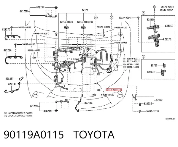 Болт поддона двигателя 90119A0115 Toyota