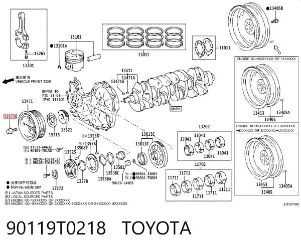 Болт шкива коленвала 90119T0218 Toyota