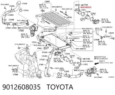 Болт (шпилька) крепления турбины TOYOTA 9012608035