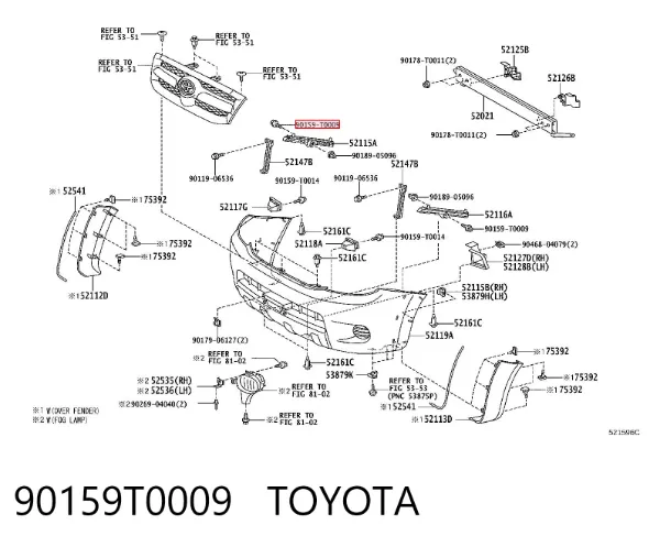 Клипса крепления фары 90159T0009 Toyota