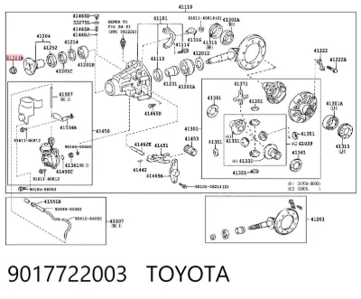Гайка хвостовика заднего моста TOYOTA 9017722003