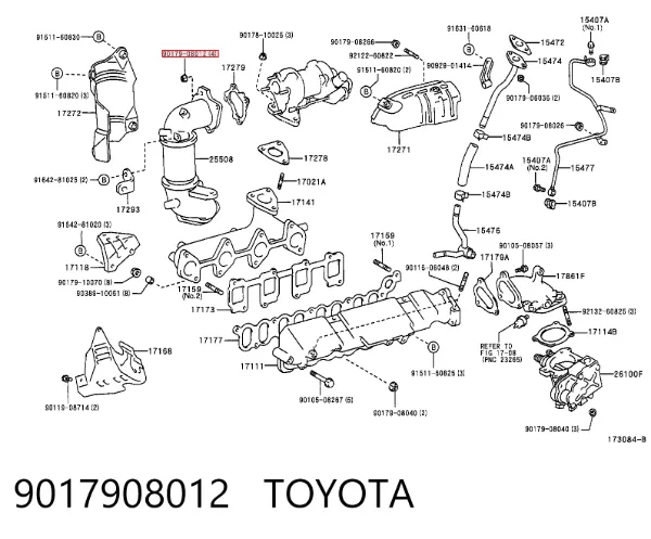 Гайка крепления приемной трубы глушителя (штанов) 9017908012 Toyota