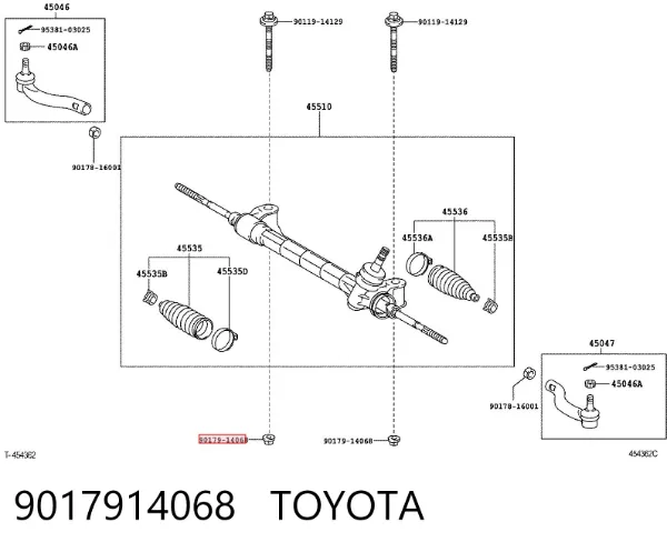 Гайка болта крепления переднего рычага, нижнего 9017914068 Toyota
