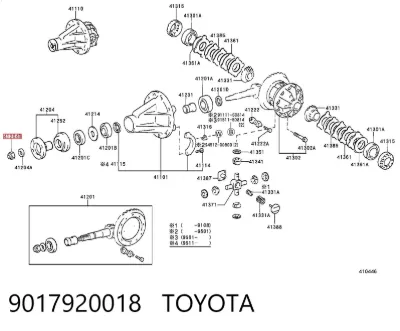 Гайка хвостовика заднего моста TOYOTA 9017920018