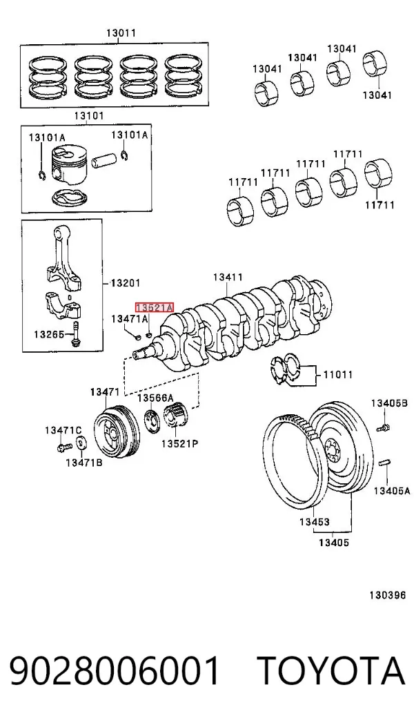 Шпонка коленвала 9028006001 Toyota