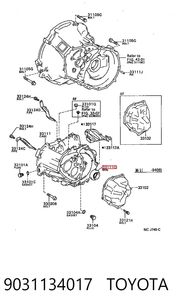 Левый сальник полуоси 9031134017 Toyota