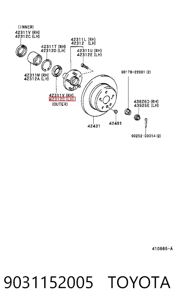 Сальник полуоси заднего моста внешний 9031152005 Toyota