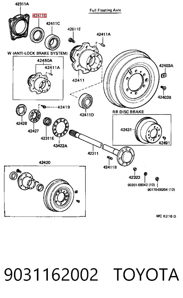 Сальник задней ступицы внутренний 9031162002 Toyota