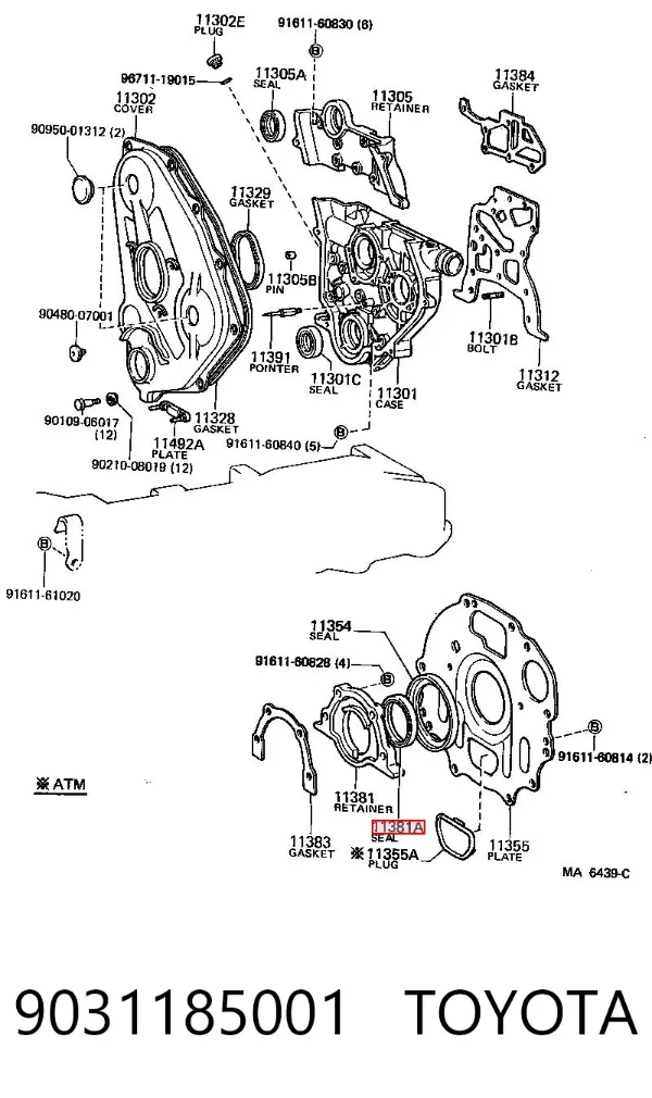 Сальник коленвала задний 9031185001 Toyota