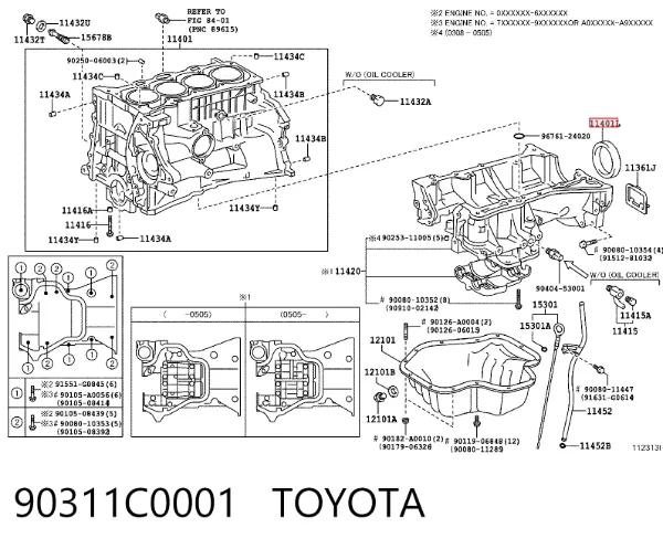 Сальник коленвала задний 90311C0001 Toyota