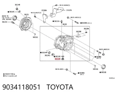 Пробка заливная заднего/переднего моста TOYOTA 9034118051