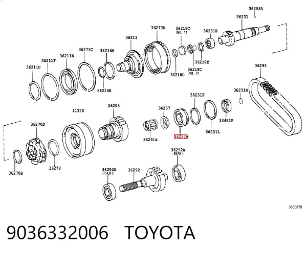 Подшипник ступицы задней наружный 9036332006 Toyota