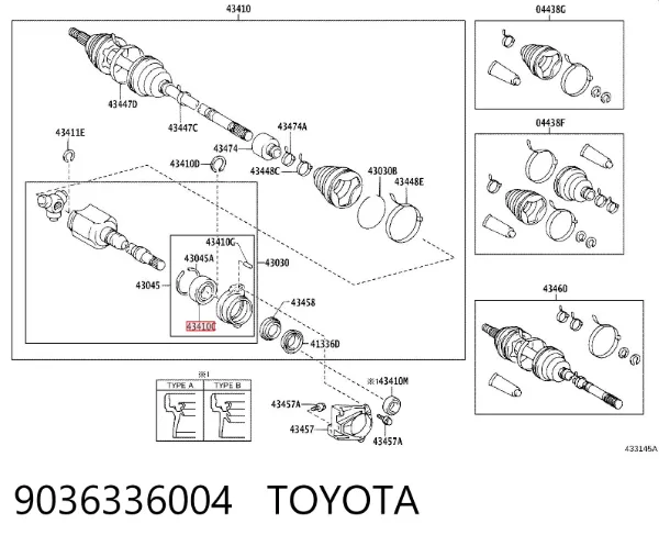 Подвесной подшипник передней полуоси 9036336004 Toyota