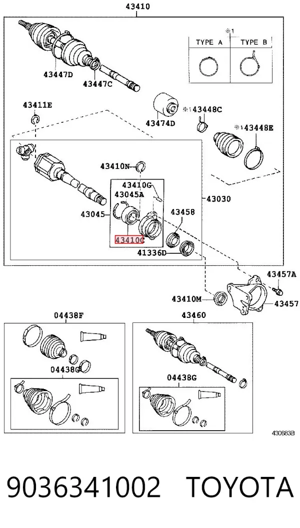 Подшипник полуоси переднего моста 9036341002 Toyota