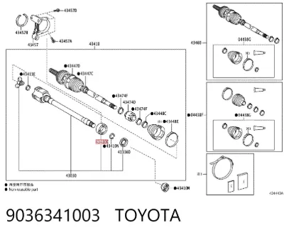 Подшипник полуоси переднего моста TOYOTA 9036341003