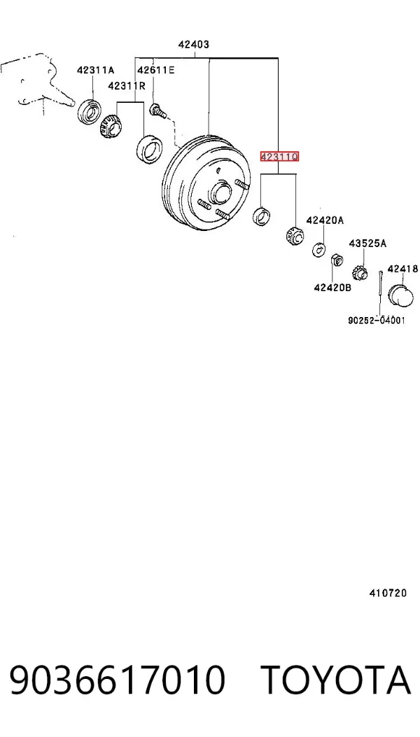 Подшипник ступицы задней наружный 9036617010 Toyota