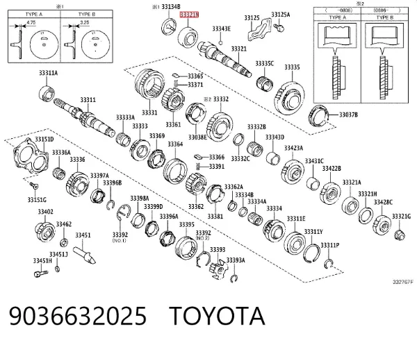 Подшипник вторичного вала КПП 9036632025 Toyota