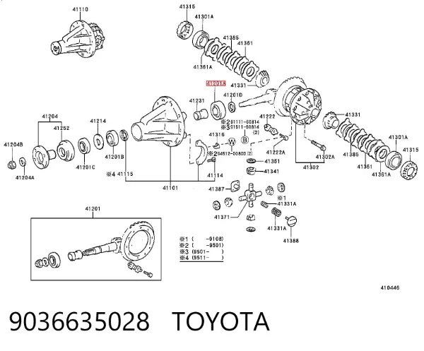 Подшипник хвостовика переднего моста внутренний 9036635028 Toyota