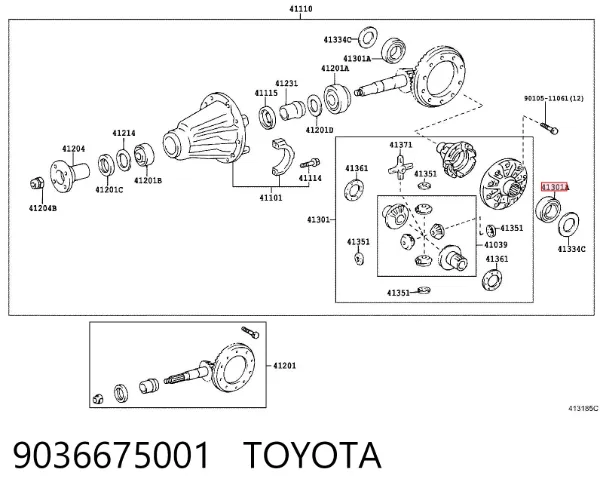 Подшипник дифференциала заднего моста 9036675001 Toyota