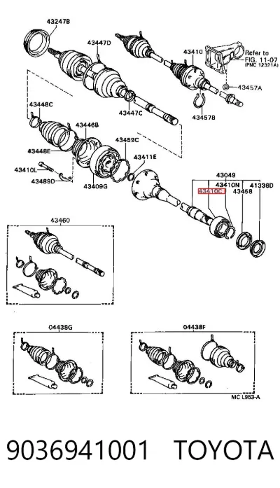 Подшипник полуоси переднего моста TOYOTA 9036941001