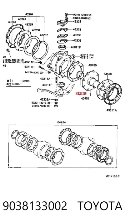 Втулка переднего поворотного кулака (цапфы) TOYOTA 9038133002