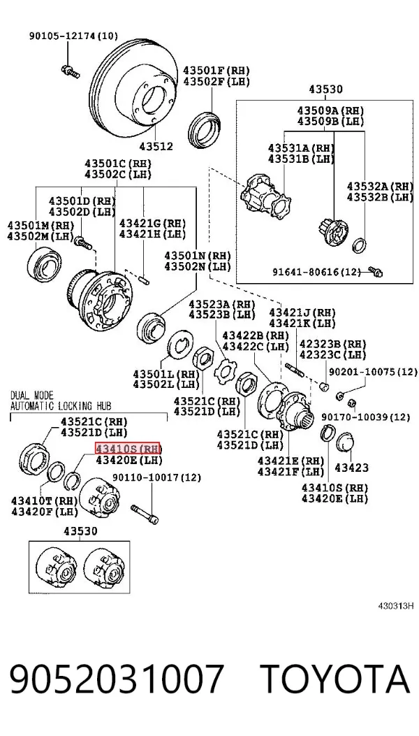 Кольцо стопорное подшипника задней полуоси 9052031007 Toyota