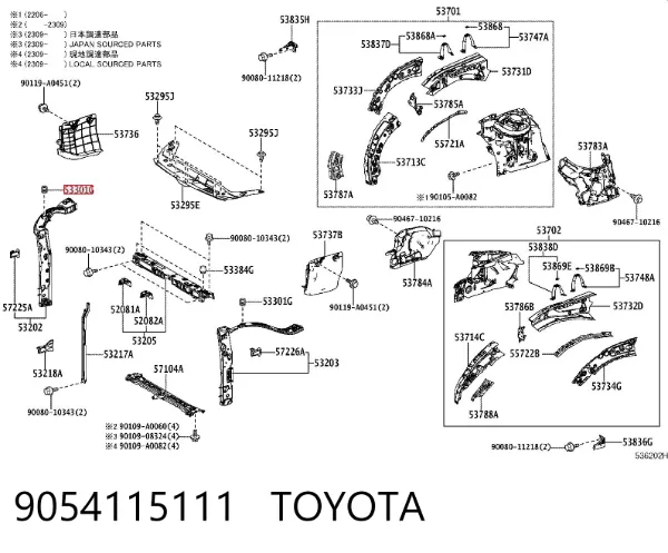 Буфер (отбойник) капота 9054115111 Toyota