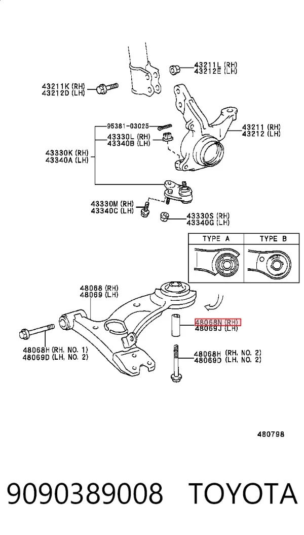 Сайлентблок переднего рычага 9090389008 Toyota