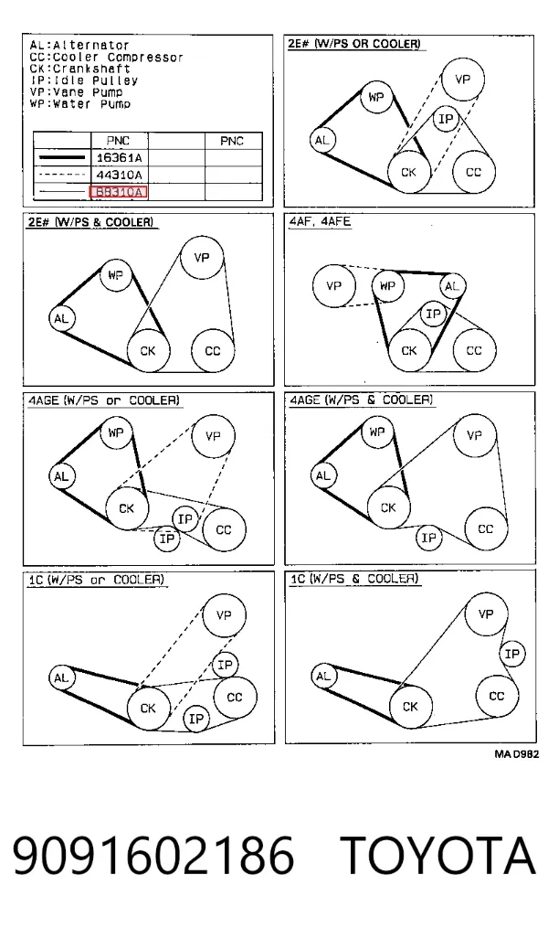 Ремень генератора 9091602186 Toyota