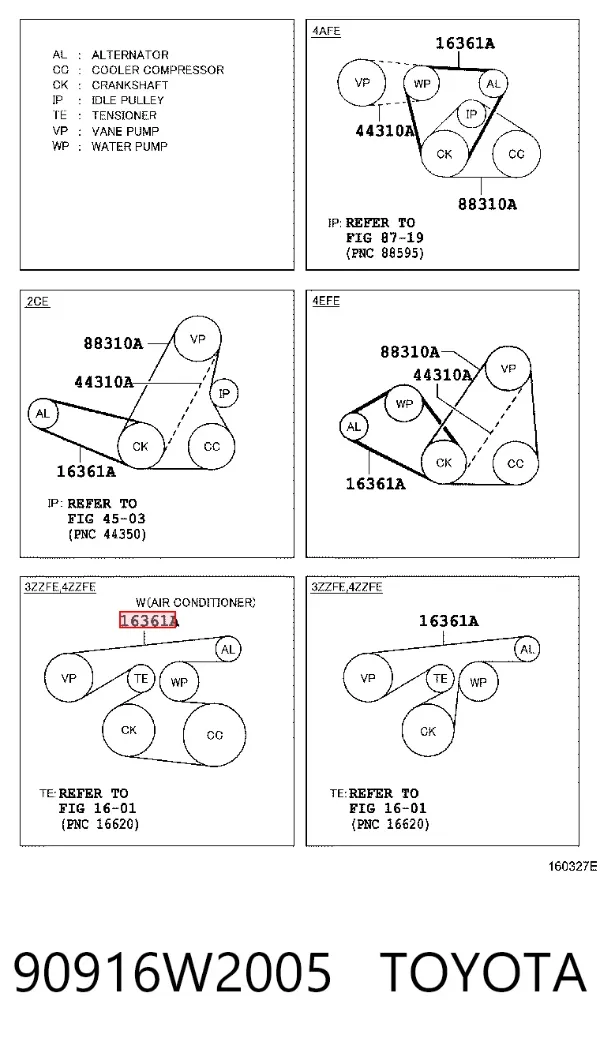 Ремень генератора 90916W2005 Toyota