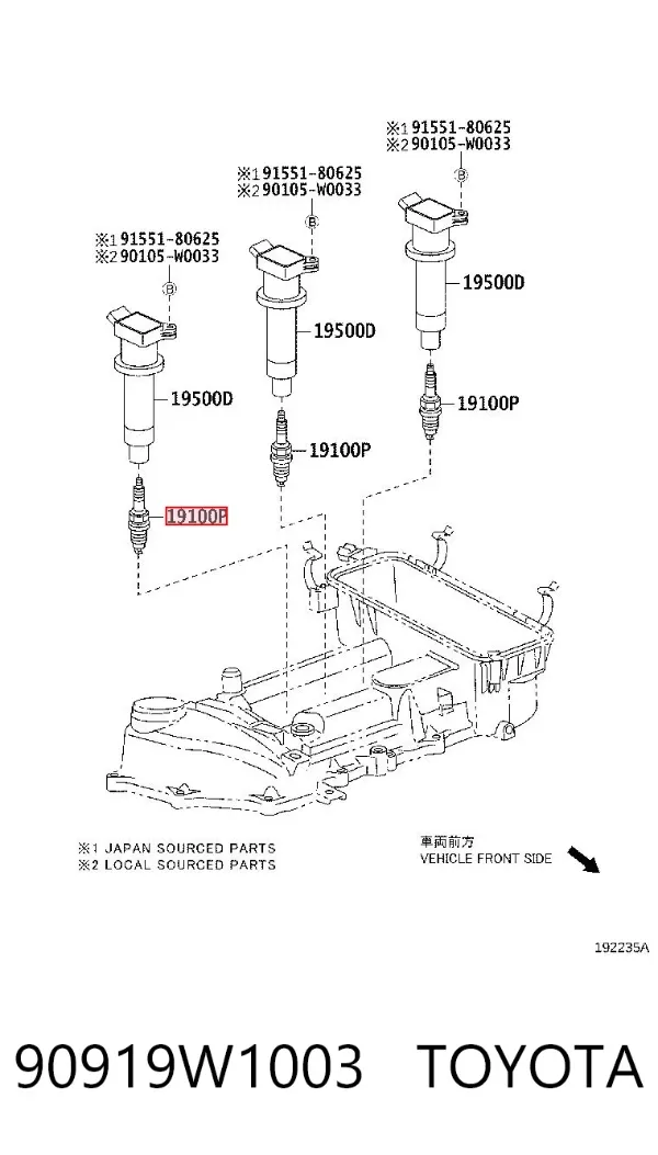Свечи зажигания 90919W1003 Toyota