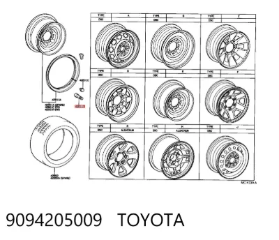 Клапан контроля давления воздуха в шине TOYOTA 9094205009