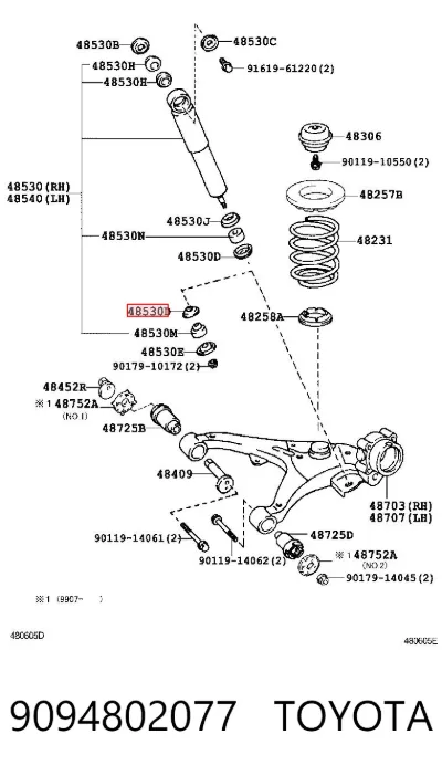 Кольцо стопорное подшипника задней полуоси TOYOTA 9094802077