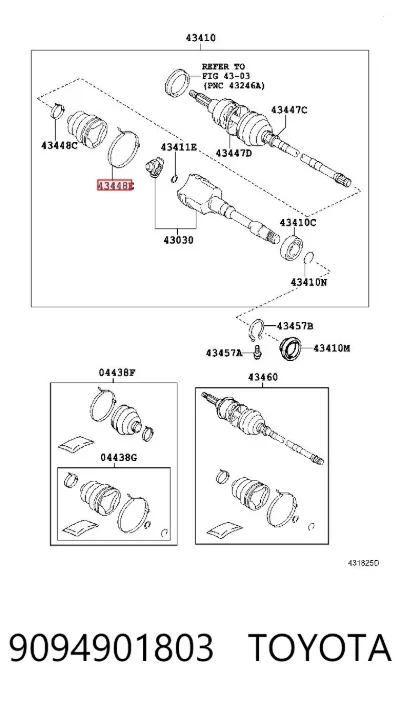 Хомут пыльника ШРУСа, универсальный TOYOTA 9094901803