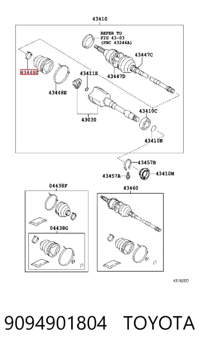 Хомут пыльника ШРУСа, универсальный TOYOTA 9094901804