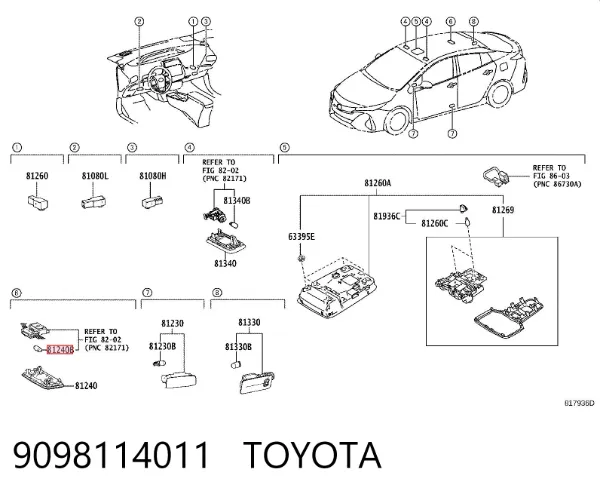 Лампочка освещения салона 9098114011 Toyota