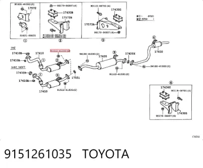 Болт выхлопной системы (глушителя) TOYOTA 9151261035
