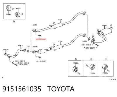 Болт выхлопной системы (глушителя) TOYOTA 9151561035