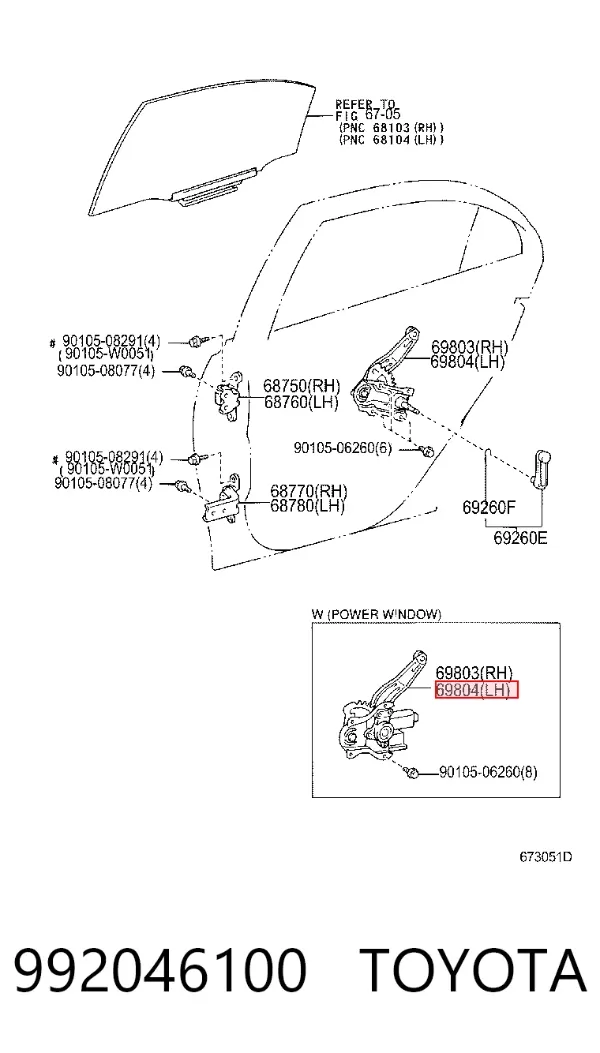 Механизм стеклоподъемника двери задней левой 992046100 Toyota