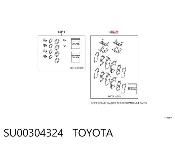 Передние тормозные колодки SU00304324 Toyota