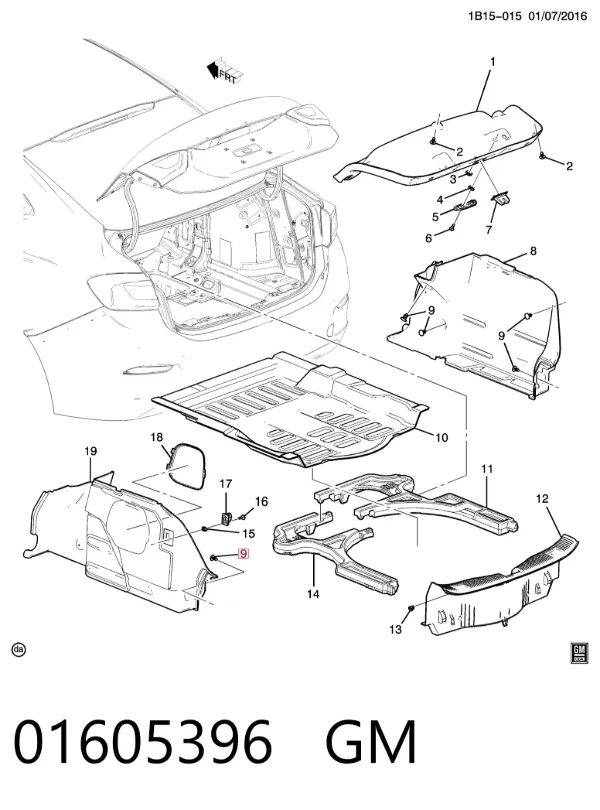 Пистон крепления заднего бампера 01605396 General Motors