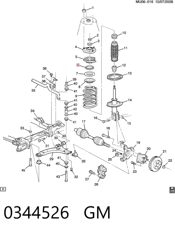 Опорный подшипник амортизатора 0344526 General Motors