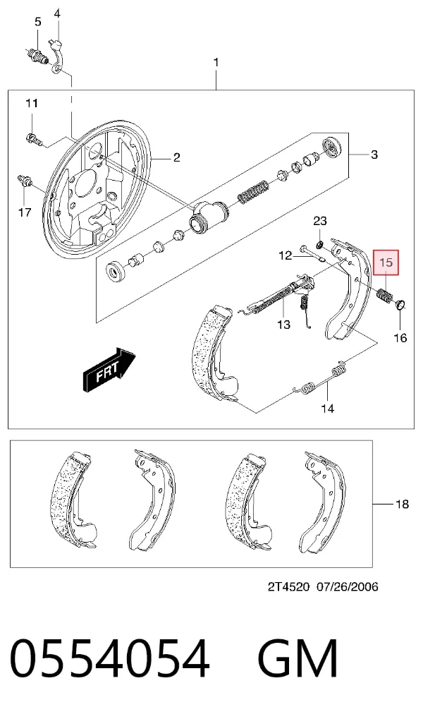 Пружина прижимная задних барабанных колодок 0554054 General Motors