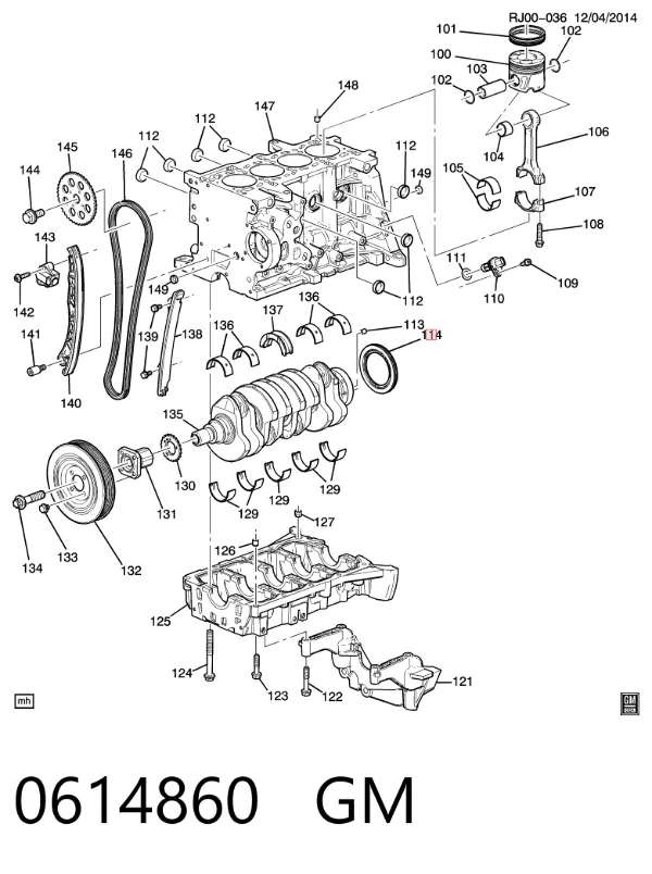 Сальник коленвала задний 0614860 General Motors