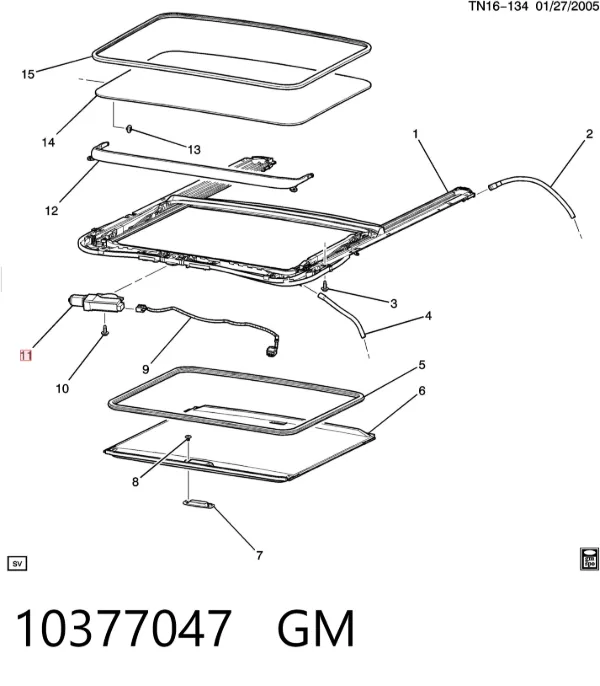 Мотор привода люка 10377047 General Motors