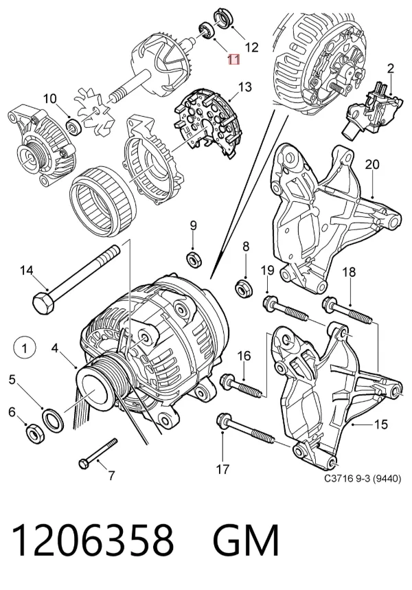 Подшипники генератора 1206358 General Motors